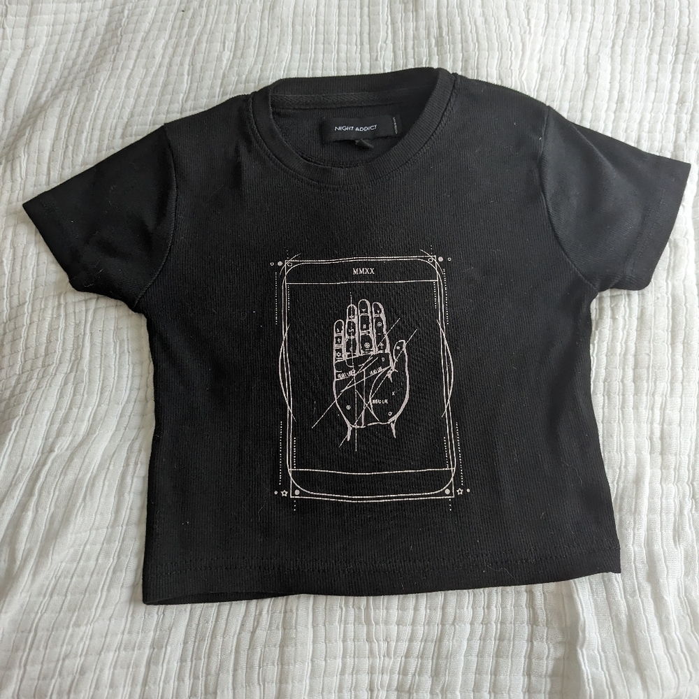 ASOS Night Addict Crop Top Black Boho Festival Tarot